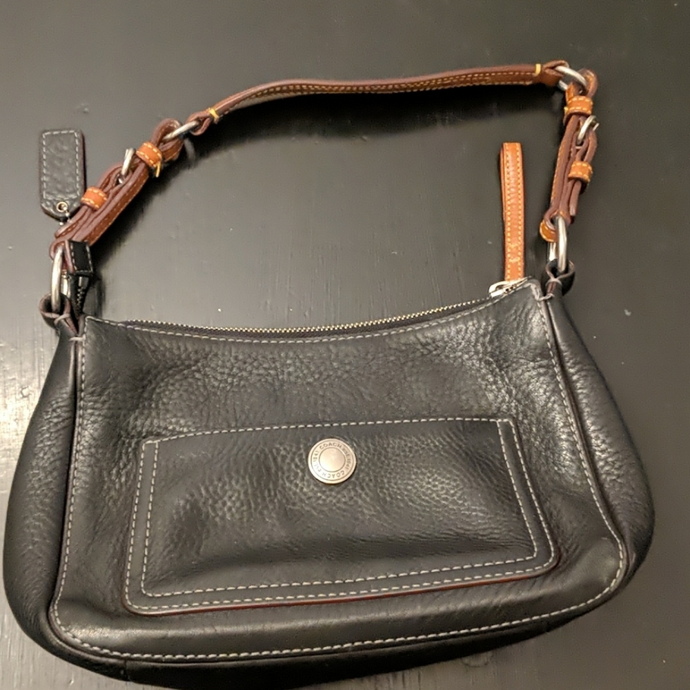 Coach Purse Black with Cognac Brown Strap